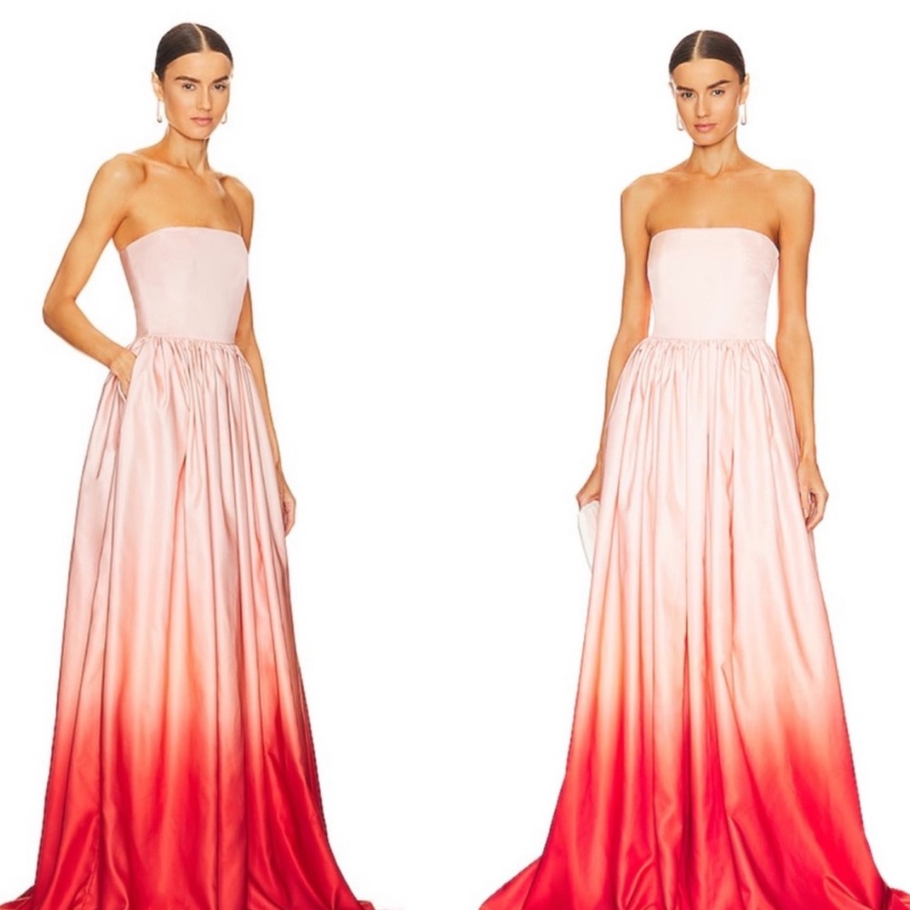 Sau Lee teigen gown in blush red ombre